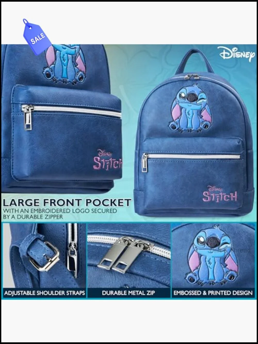 Faux Leather Stitch Backpack Women Teen Travel Daypack with Adjustable Straps